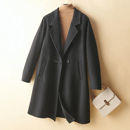 【毛呢大衣】-双面羊毛大衣女装中长款新款秋冬小个子赫本风显瘦毛呢
