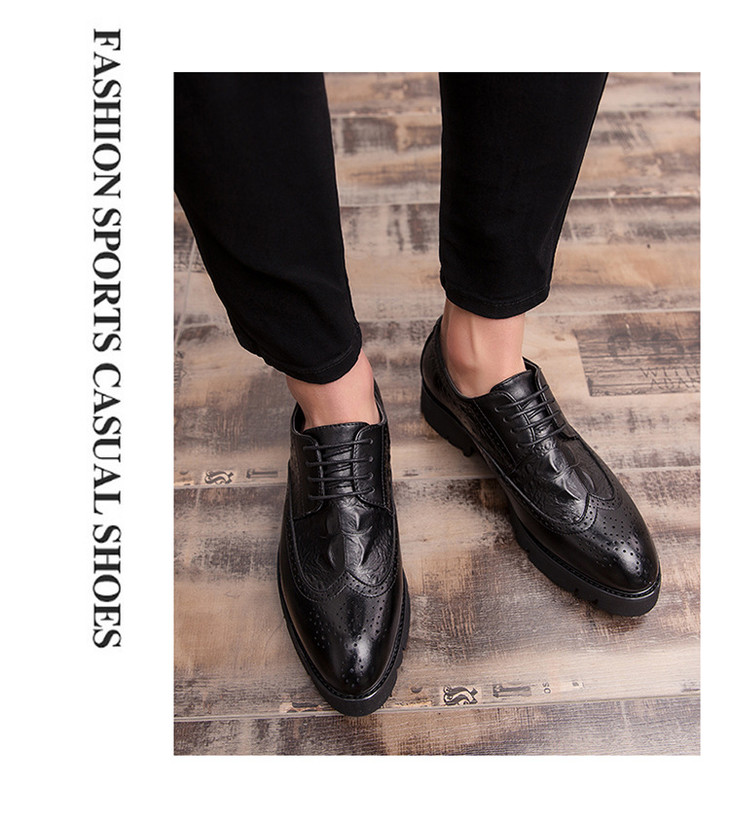 鳄鱼纹尖头皮鞋男