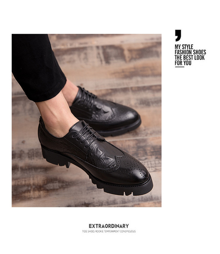 鳄鱼纹尖头皮鞋男