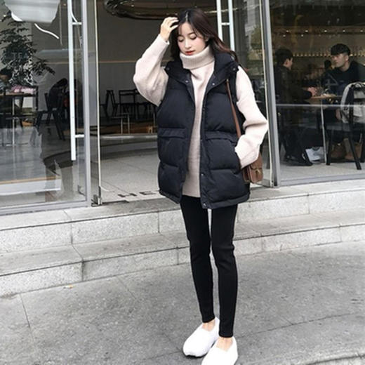 【羽绒服】棉马甲女学生秋冬新款韩版原宿风时尚棉服坎肩宽松纯色马夹外套 商品图1