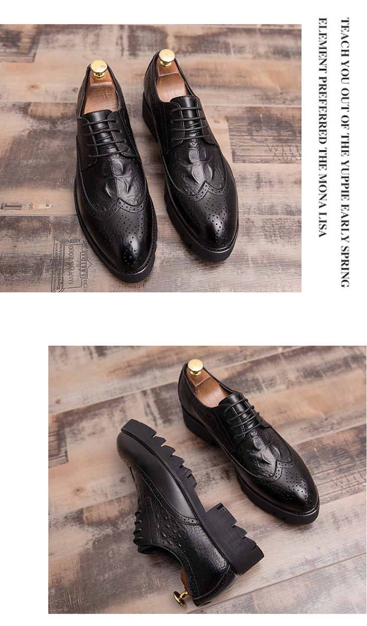 鳄鱼纹尖头皮鞋男