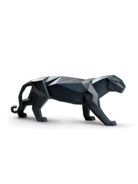 订购8周到｜LLADRÓ-Panther-日式折纸 豹型 瓷偶（黑色哑光）［西班牙设计师]