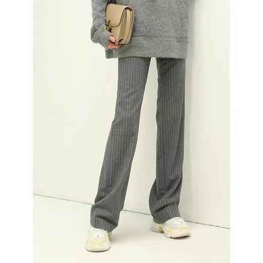 COCOBELLA双面色织竖条纹保暖羊毛休闲裤职业通勤宽松直筒裤PT568 商品图4