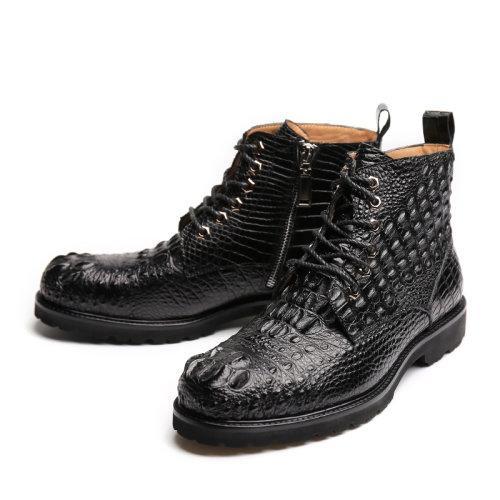 【新品】UROK鳄鱼皮高帮男鞋经典及踝靴手工商务短靴 商品图1