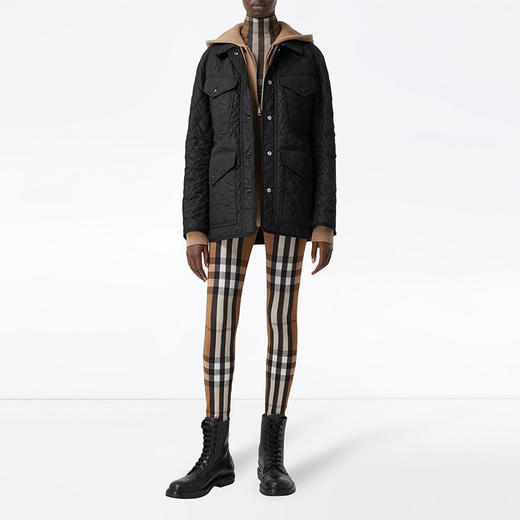 【一】BURBERRY 巴宝莉 女士菱形绗缝尼龙帆布战地棉服 黑色 8034122 A1189 商品图3