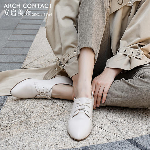 安启美奈舒适单鞋女秋季新款细带工作休闲百搭气质尖头小白鞋 商品图3