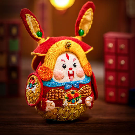 「中秋送礼」兔儿爷系列—大将军小仕女玩偶刺绣材料包 商品图2