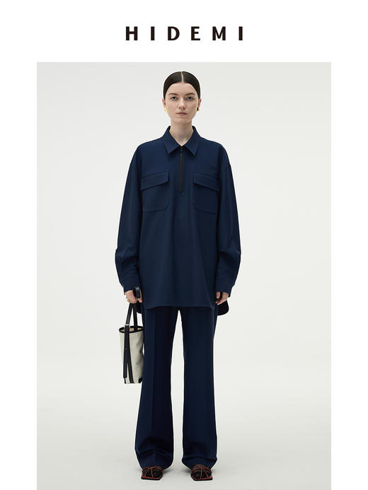 HIDEMI斜纹口袋设计感套装 杏仁卡其/藏蓝色 商品图3