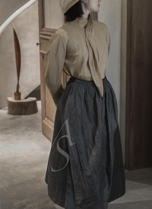 Phaedo 本白色/紫灰色/灰色拼面料半裙 商品图2