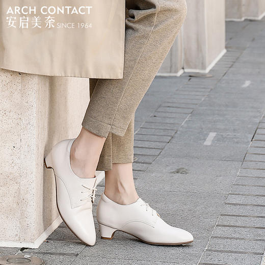 安启美奈舒适单鞋女秋季新款细带工作休闲百搭气质尖头小白鞋 商品图2