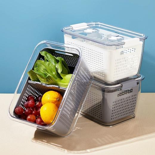 家用沥水篮蔬菜水果保鲜盒冰箱专用冷冻带盖收纳盒厨房食品密封盒 商品图9