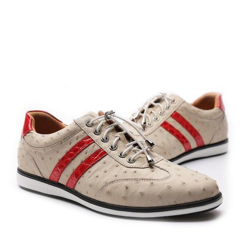 【21春夏新款】UROK新款鸵鸟皮休闲鞋手工男鞋时尚防滑轻便透气舒适皮鞋 商品图4