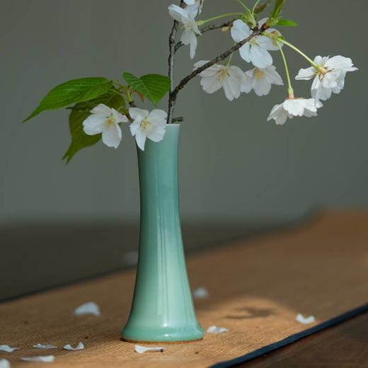 龙泉青瓷长颈瓶花插|花器|小花瓶|办公居家装饰|茶台摆件 商品图0