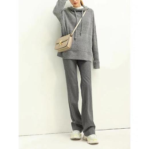 COCOBELLA双面色织竖条纹保暖羊毛休闲裤职业通勤宽松直筒裤PT568 商品图3