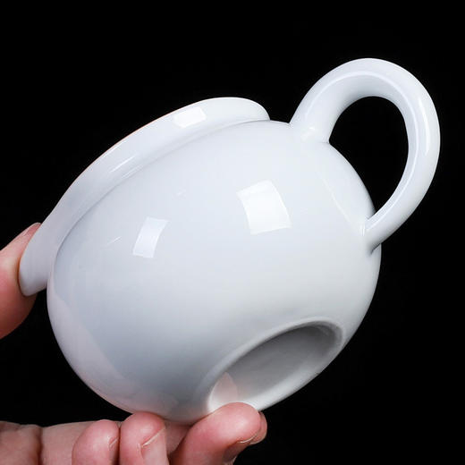 甜白瓷公道杯纯白陶瓷分茶器简约带把公平杯倒茶杯子功夫茶具配件 商品图3