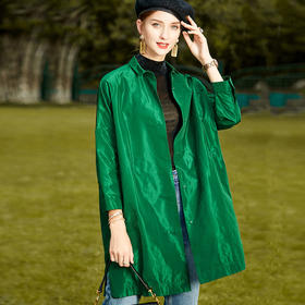 丁摩 休闲风衣女春秋装新款宽松中长款七分袖气质百搭外套Q121173-DR299