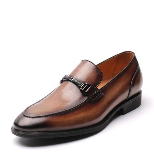 【新品】UROK男士手工擦色软皮乐福鞋套脚皮鞋商务正装男鞋 商品图3