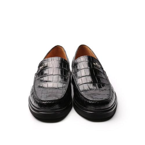 【21春夏新品】UROK新品鳄鱼手工制作男鞋休闲套脚软底乐福鞋舒适一脚蹬皮鞋 商品图3