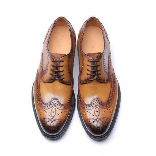 【新品】UROK男士手工布洛克雕花休闲德比鞋时尚男鞋 商品图2