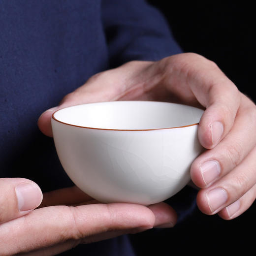 开片汝窑大茶杯可养主人杯大号纯手工冰裂釉陶瓷品茗杯个人单杯白 商品图2
