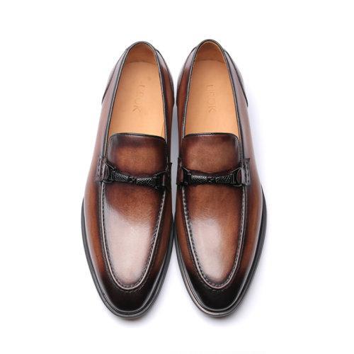 【新品】UROK男士手工擦色软皮乐福鞋套脚皮鞋商务正装男鞋 商品图2