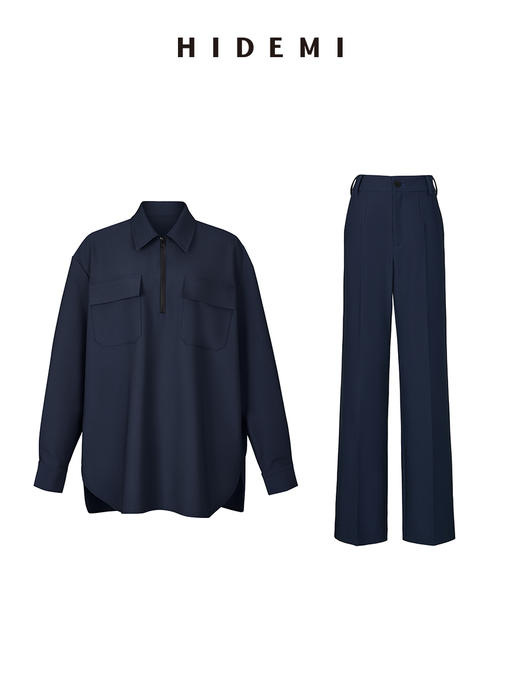 HIDEMI斜纹口袋设计感套装 杏仁卡其/藏蓝色 商品图10