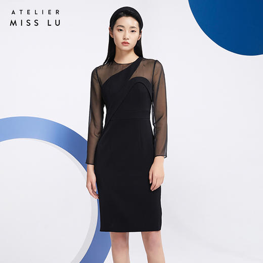 AtelierMissLu—神秘黑拼纱设计感礼服裙/0000590 商品图0