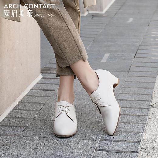安启美奈舒适单鞋女秋季新款细带工作休闲百搭气质尖头小白鞋 商品图4