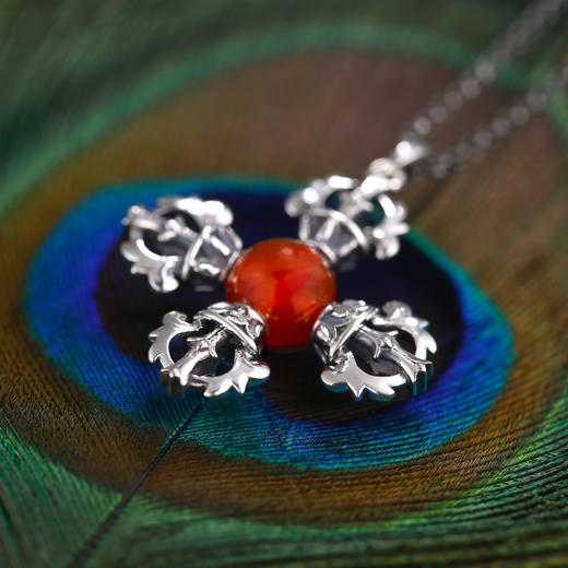 醍醐 金刚VAJRA系列 红玛瑙十字金刚杵项链 商品图4