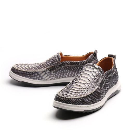 【21春夏新品】UROK新款蟒蛇皮男士防滑耐磨乐福鞋个性时尚潮流男鞋 商品图1