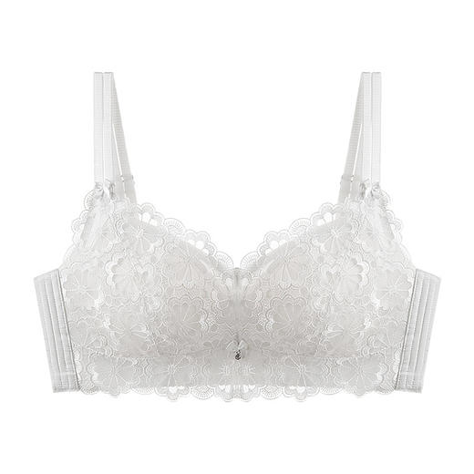 梦芭蒂刺绣内衣女夏季薄款文胸大胸显小无钢圈乳胶胸罩柠檬甜心 商品图2