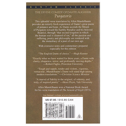 【中商原版】但丁 神曲 地狱篇  双语版 意大利语 英语 英文原版 地狱  Purgatorio  世界经典名著畅销小说书籍 商品图1