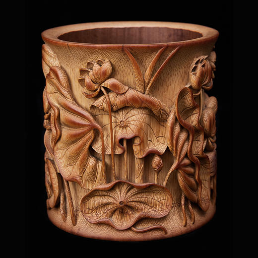 S 和谐（荷蟹）竹笔筒14.5*14cm ZYXD 商品图0