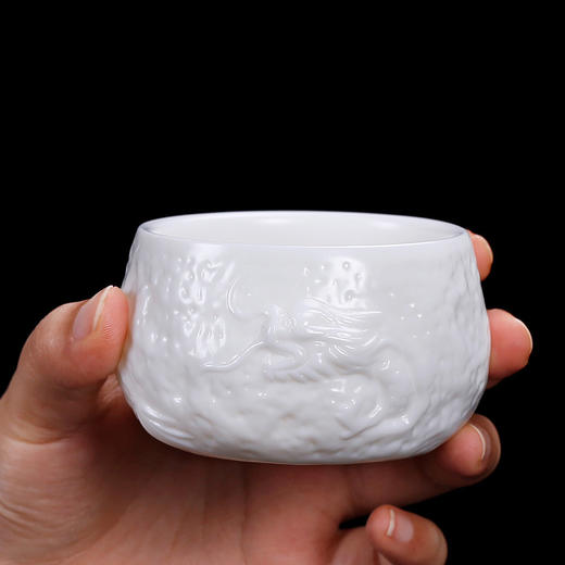名家亚光素烧纯手工隐龙杯德化白瓷主人杯单杯羊脂玉单只陶瓷杯 商品图3