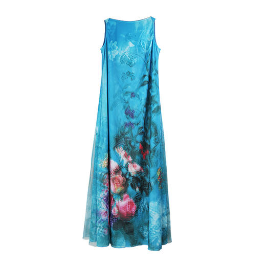 雀之灵花鸟连衣裙 | 杨丽萍老师同款 | 绿色清新 浅蓝色显白 | 现货加急发 商品图7