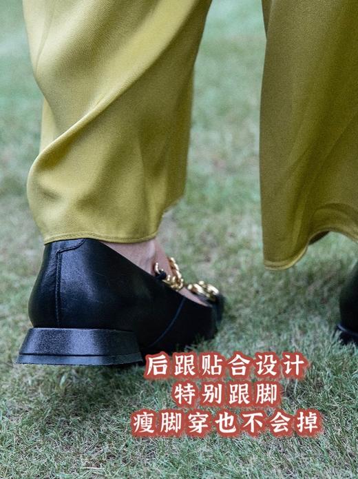 【断码特惠不退换】法式低跟方头链条皮鞋-甄选头层胎牛皮  内里鞋垫绵羊皮 柔软贴脚 含蓄方头 尽显温婉 精致马蹄扣 时髦百搭 黑棕两色 优雅秋日随心选 商品图10