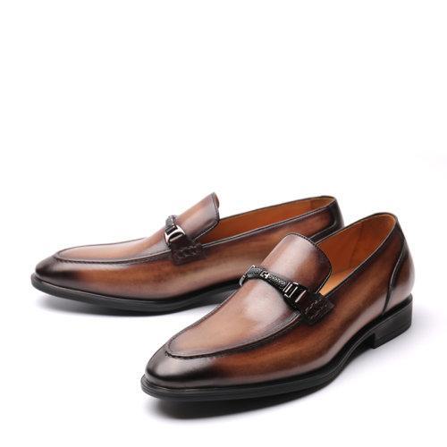 【新品】UROK男士手工擦色软皮乐福鞋套脚皮鞋商务正装男鞋 商品图1