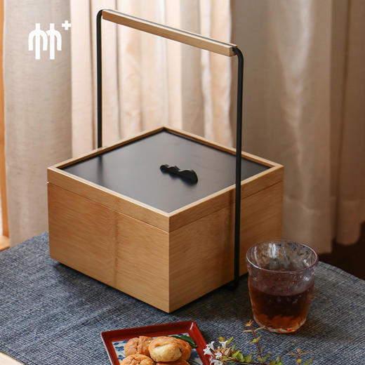 竹加云境竹茶具收纳盒茶盒中式便携提篮食盒野餐篮礼品茶饼储物盒 商品图3