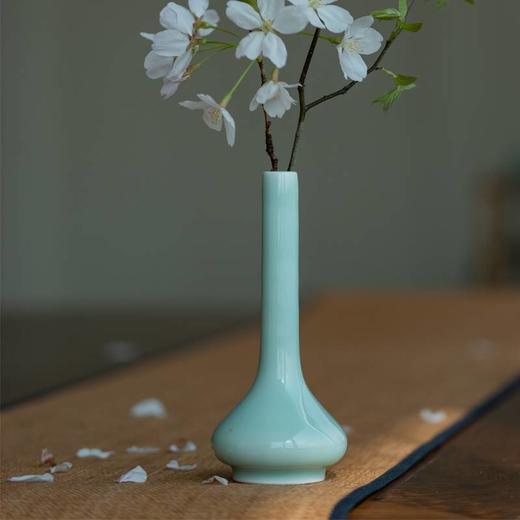 龙泉青瓷长颈瓶花插|花器|小花瓶|办公居家装饰|茶台摆件 商品图1