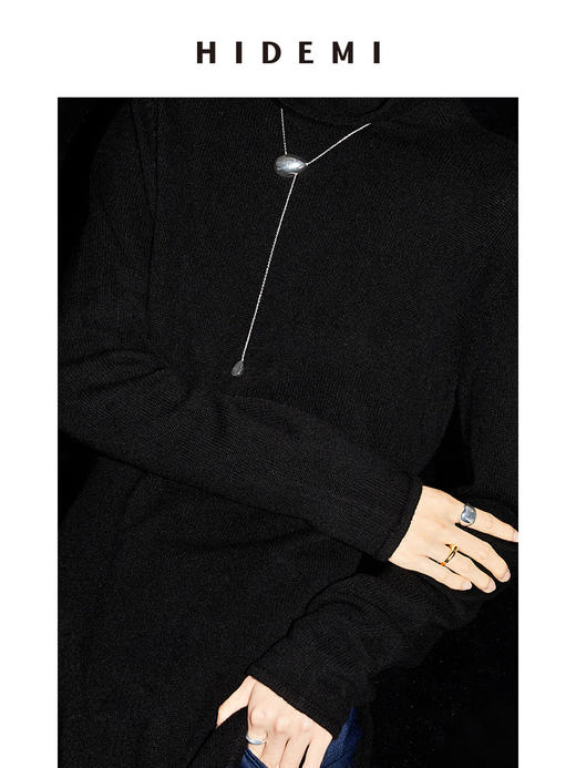 HIDEMI简约设计感双水滴项链 商品图6