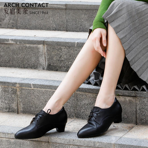 安启美奈舒适单鞋女秋季新款细带工作休闲百搭气质尖头小白鞋 商品图1