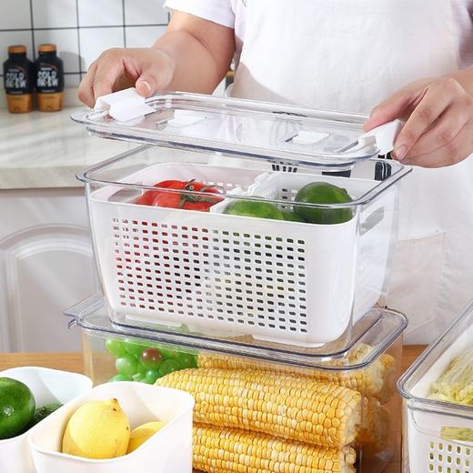 家用沥水篮蔬菜水果保鲜盒冰箱专用冷冻带盖收纳盒厨房食品密封盒 商品图8