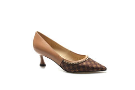 豪麟名鞋奥莱迪嘉女装胎牛皮革+进口布面时尚气质皮鞋DJYZA12WP007咖啡色  原价1660元