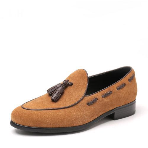 UROK手工反绒皮鞋男士正装男鞋商务乐福鞋 商品图4