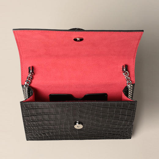 【二】ALEXANDER MCQUEEN 亚历山大.麦昆 女士小号鳄鱼纹皮革斜挎单肩骷髅包 黑色 613088 1HB0I 1001 商品图2