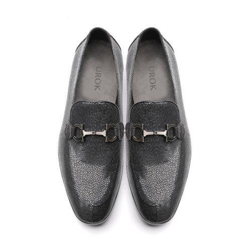 【新品】UROK珍珠鱼皮男士休闲乐福鞋 手工男鞋 商品图3