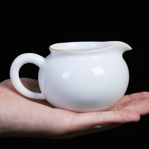 甜白瓷公道杯纯白陶瓷分茶器简约带把公平杯倒茶杯子功夫茶具配件 商品图2