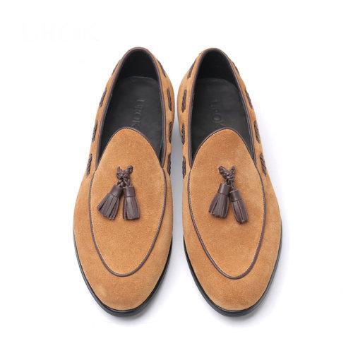 UROK手工反绒皮鞋男士正装男鞋商务乐福鞋 商品图2