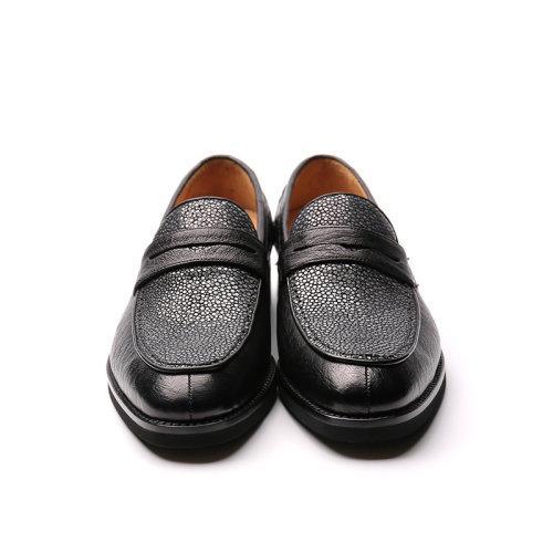 【21春夏新品】UROK新款珍珠鱼皮男士防滑耐磨商务乐福鞋个性时尚潮流男鞋 商品图2