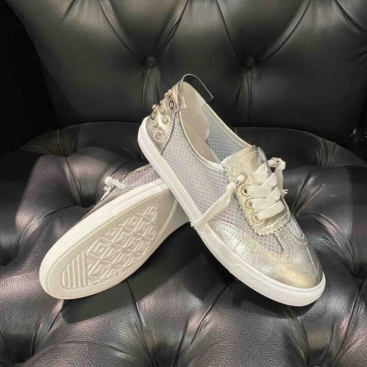 LFGJ 10401  平底网面真皮百搭学生铆钉镶钻休闲懒人女 商品图4